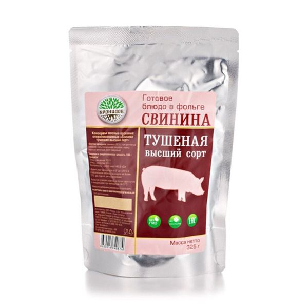 Готовое блюдо Кронидов Свинина тушеная высший сорт 325 г Готовое блюдо Кронидов Свинина тушеная высший сорт 325 г
